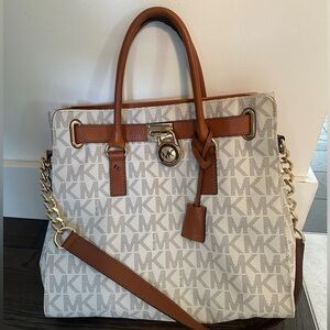 Michael Kors Large Hamilton Logo Tote with Monogram Print